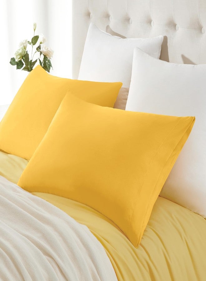 MILVOWOC 2Pcs Brushed Microfiber Standard Pillowcases - 20 x 26 Inch, Yellow Pillow Case Set Non Slip Envelope Pillow Cover with Moisture Absorption and Anti-Wrinkle - Image 3